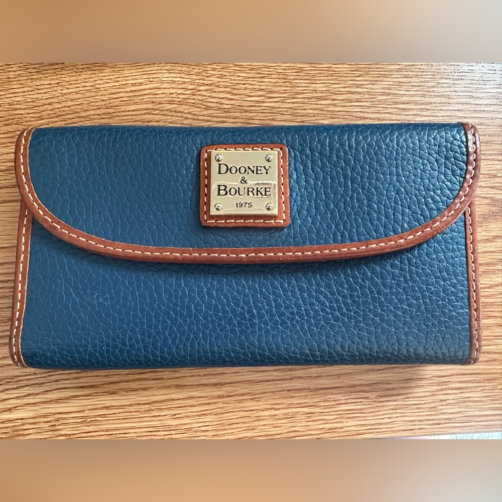 Dooney & Bourke Navy and Brown Leather Wallet